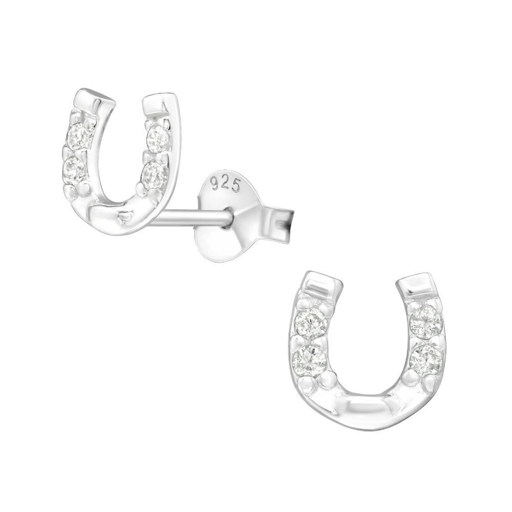 Sterling Silver Horseshoe Tiny Stud Earrings